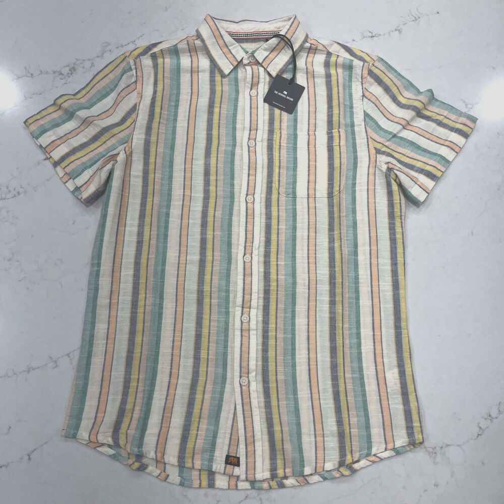 The Normal Brand NEW Small‎ Freshwater Button Short Sleeve Shirt Sherbet Stripe
